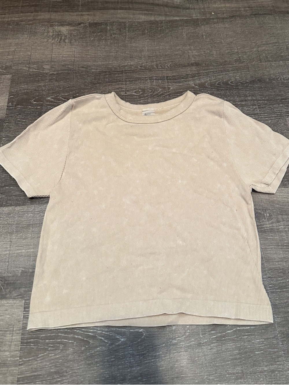 One Step Ahead Cream Ribbed Short Sleeve Tee